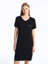 LC Waikiki V-Neck Embroidered Short Sleeve Women's Nightgown
